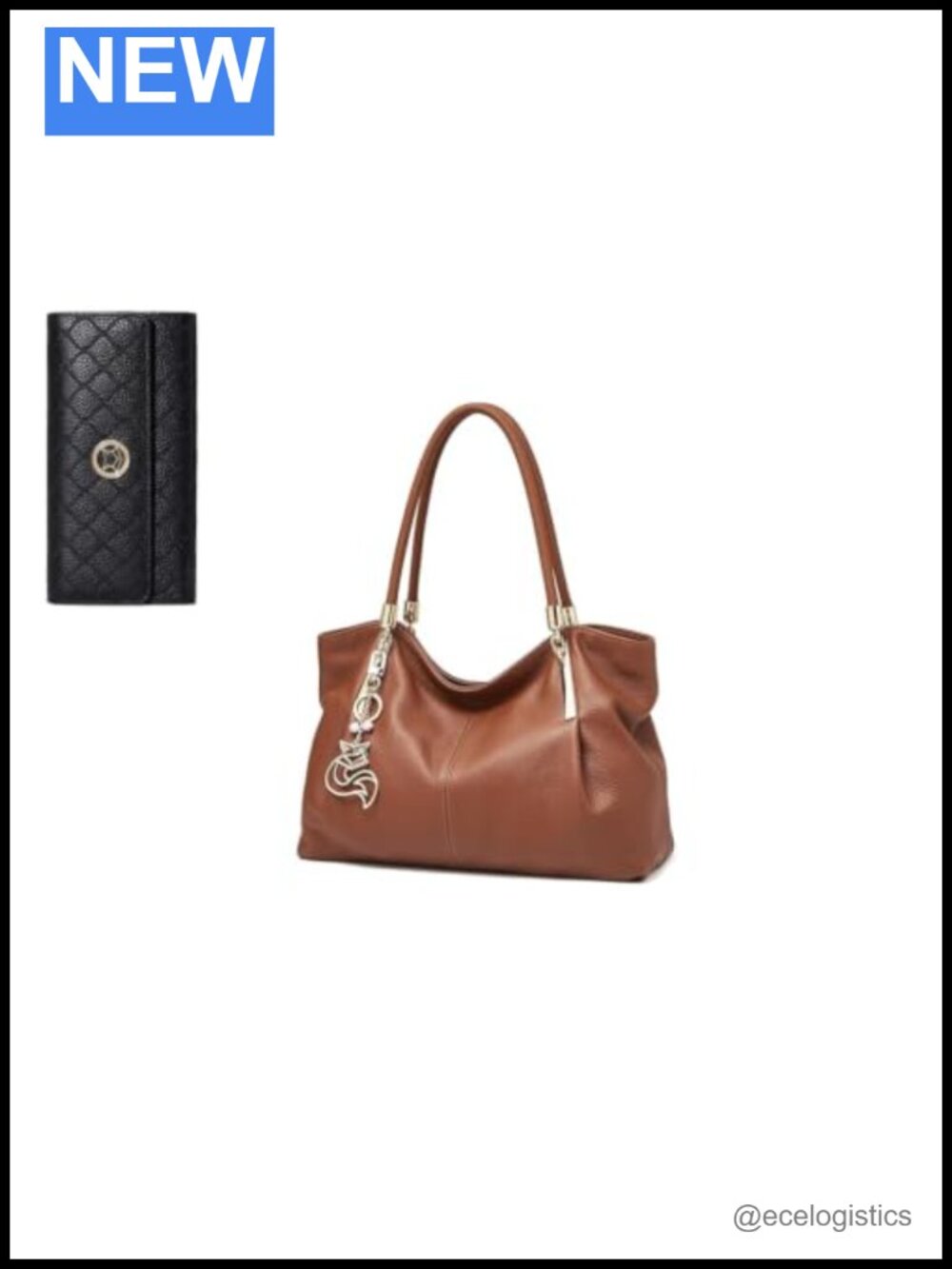 Genuine Leather Medium Purses for Women with Clutch Set